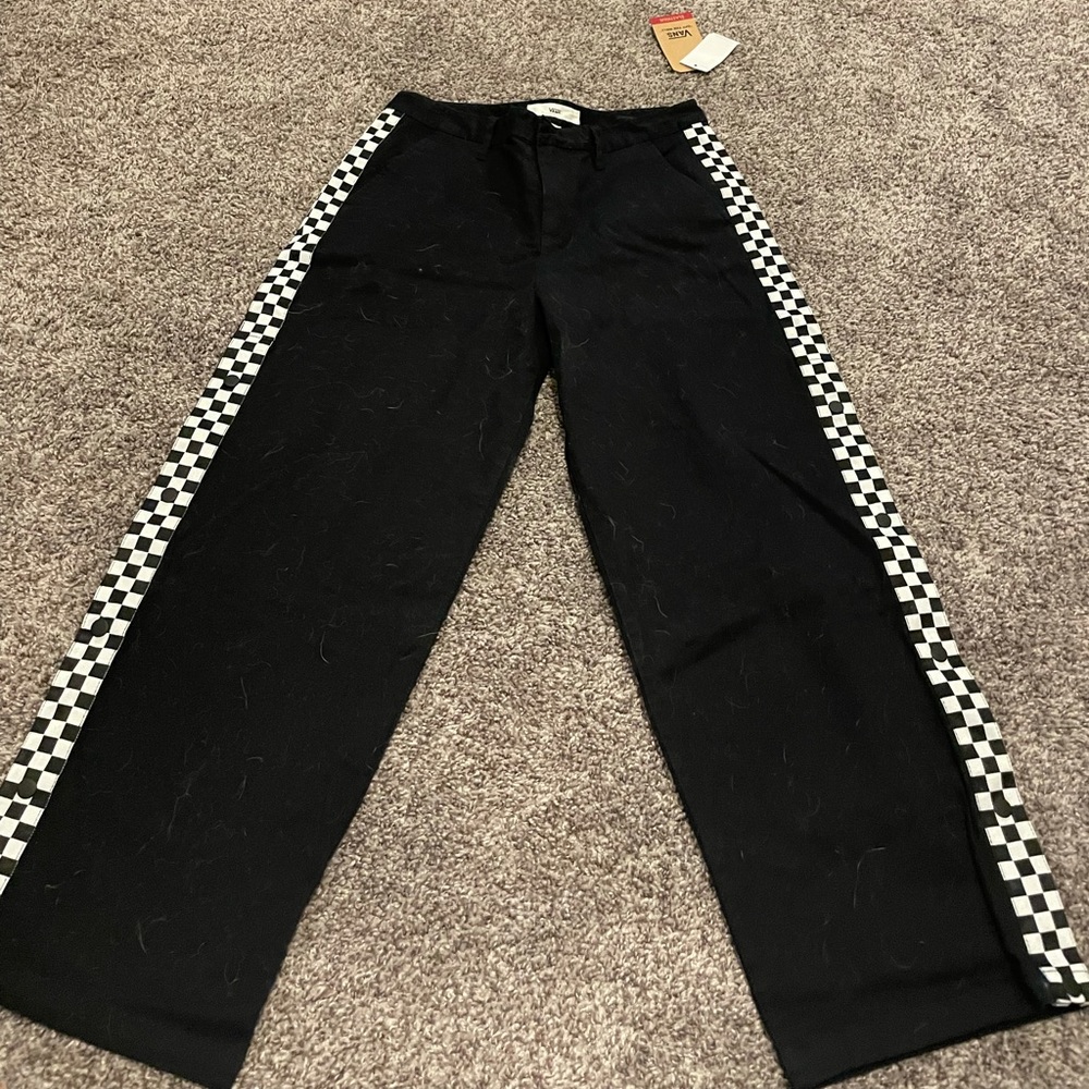 Vans pants with checkered stripe